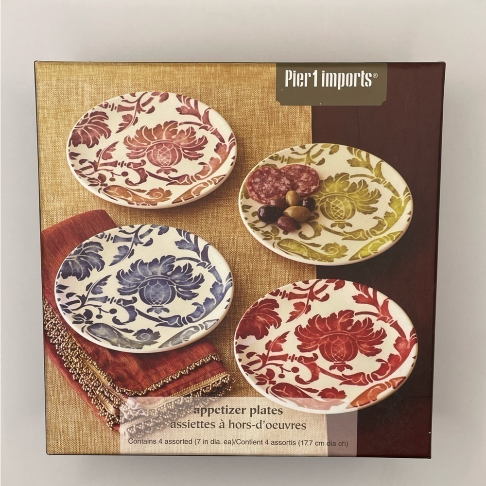 Pier 1 Imports Fall Harvest Appetizer/Dessert Plates Set Of (4) New